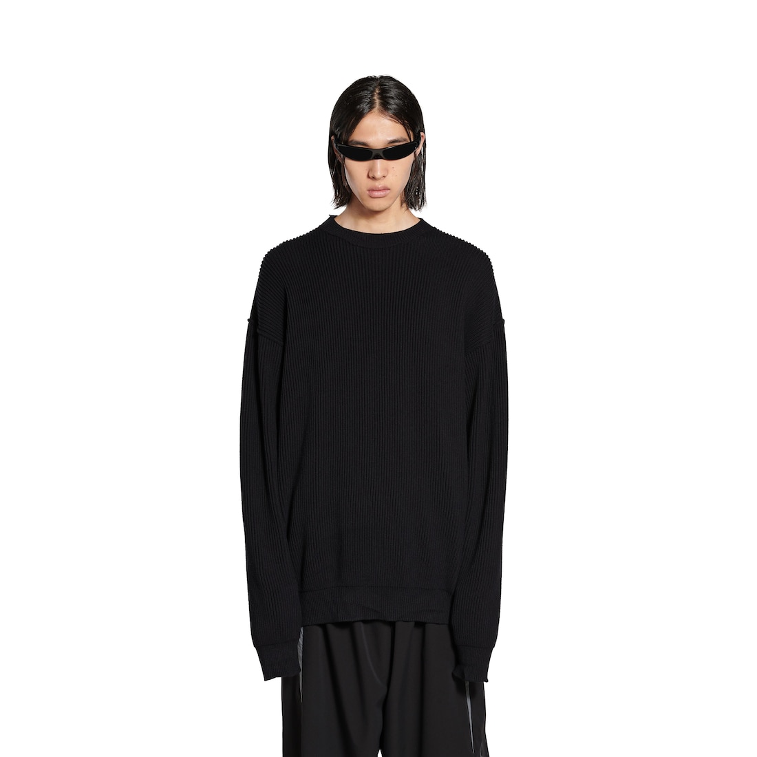 Balenciaga Jersey Con Cuello Redondo Elástico Para Hombre En Negro