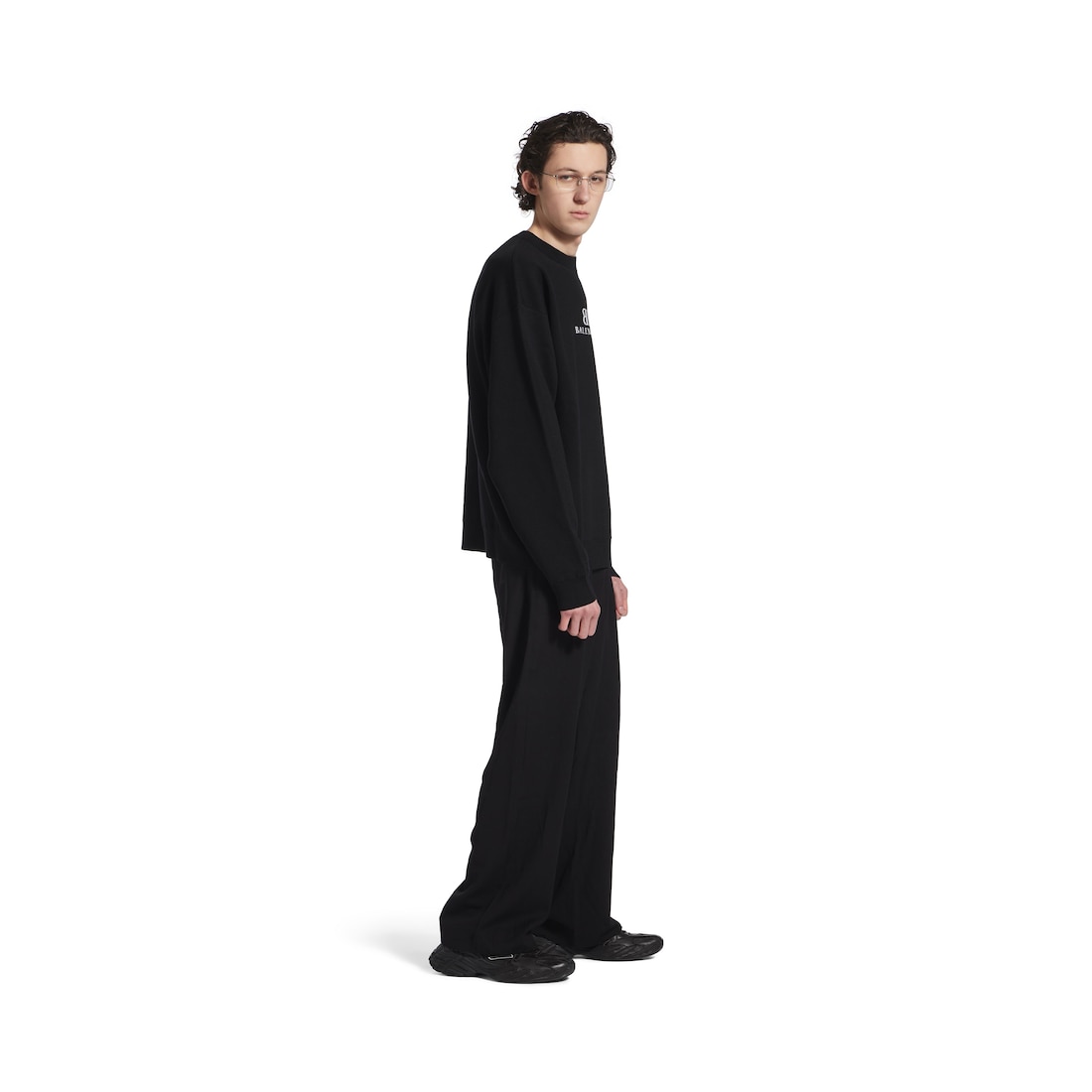 Balenciaga Jersey Con Cuello Redondo Para Hombre En Negro/blanco