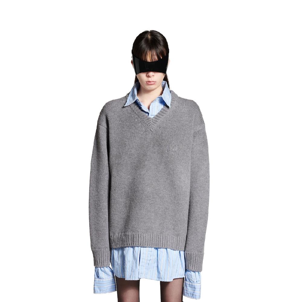 Balenciaga Jersey V-neck Camisa Layered Para Mujer En Gris