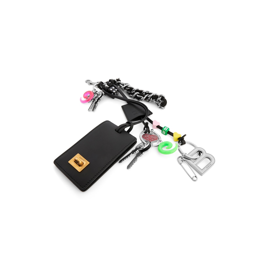 Balenciaga Llavero Rodeo Etiqueta Con Charms Para Mujer En Negro/blanco