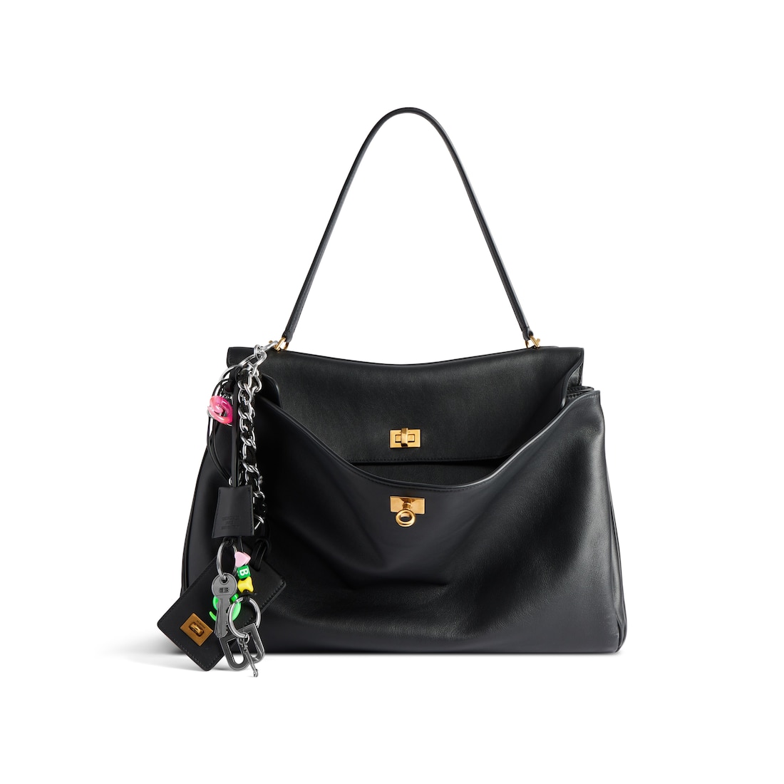 Balenciaga Llavero Rodeo Etiqueta Con Charms Para Mujer En Negro/blanco