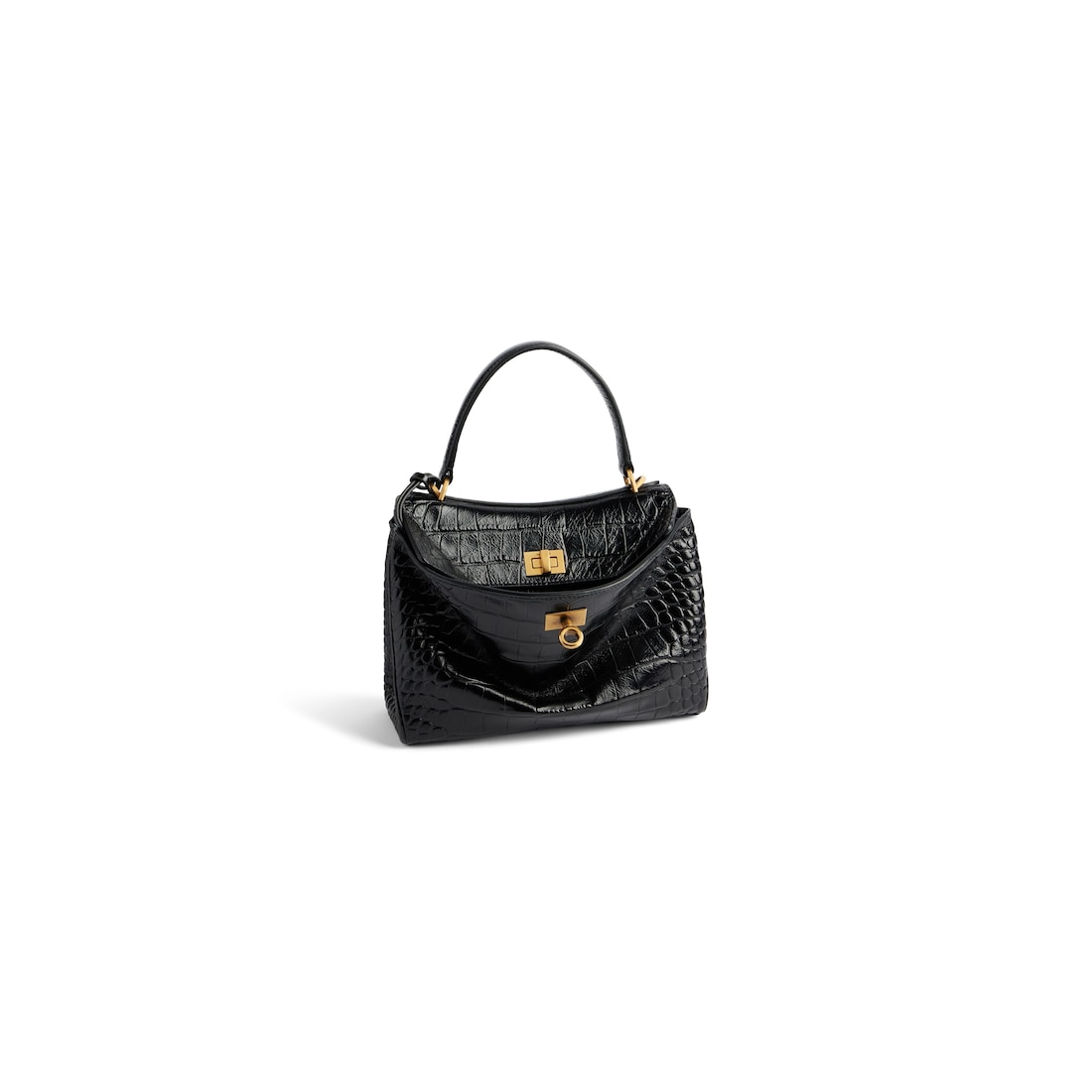 Balenciaga Minibolso De Mano Rodeo Estampado Cocodrilo Para Mujer En Negro