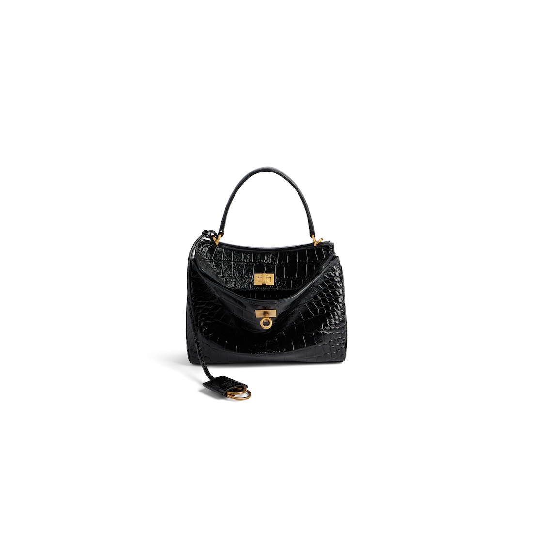 Balenciaga Minibolso De Mano Rodeo Estampado Cocodrilo Para Mujer En Negro