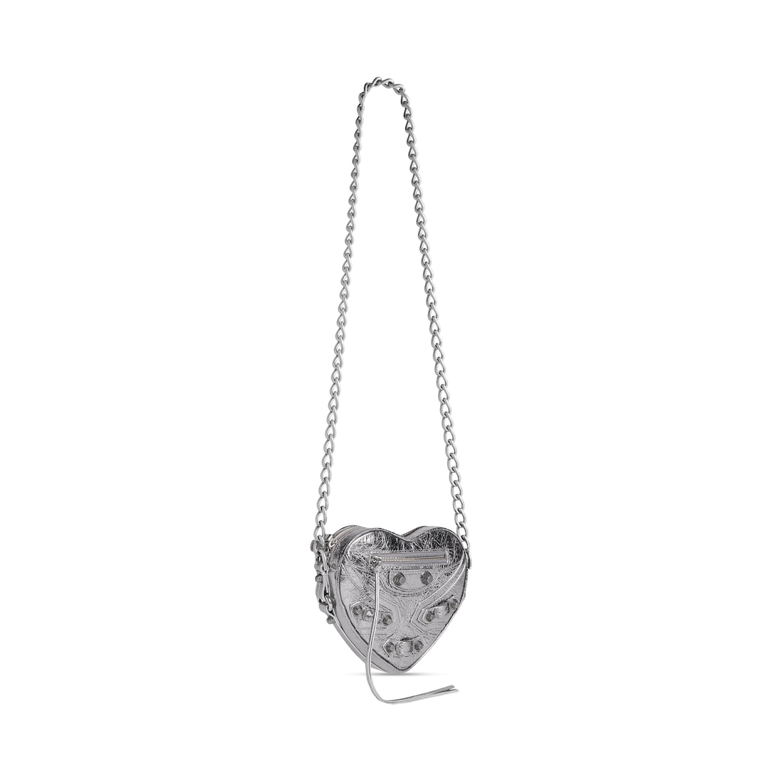 Balenciaga Minibolso Le Cagole Heart Metalizado Para Mujer En Plateado