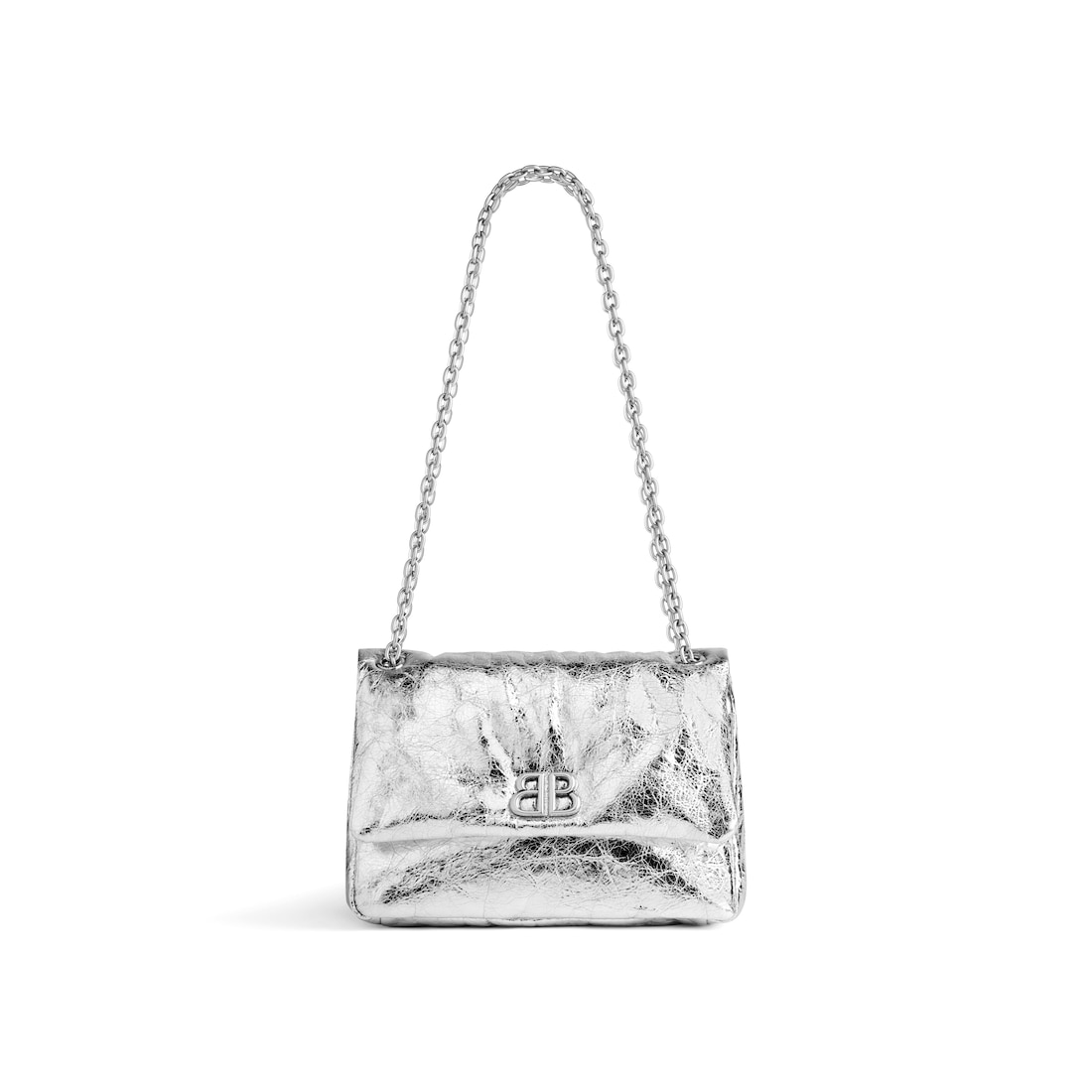 Balenciaga Minibolso Monaco Metalizado para Mujer en Plateado