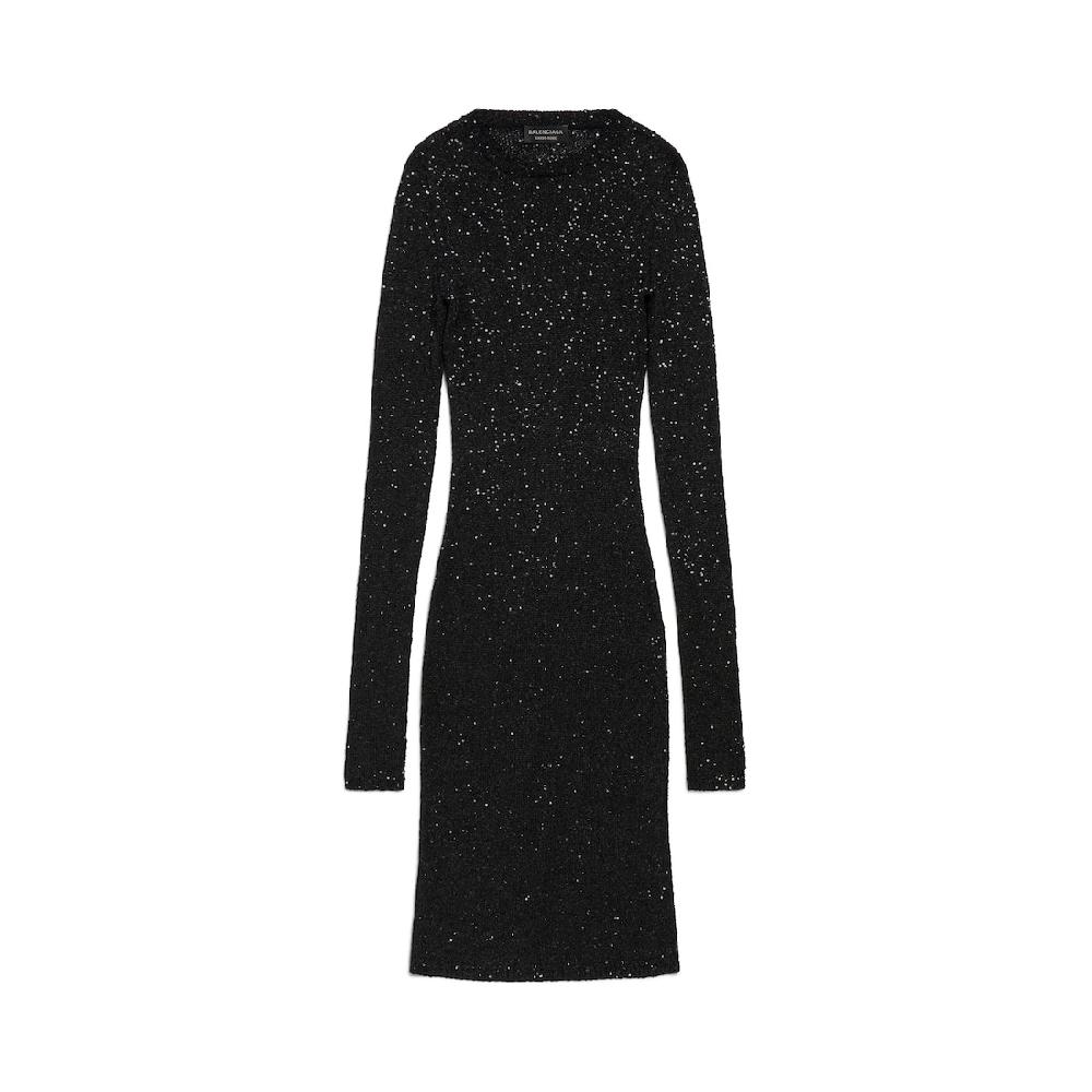 Balenciaga Minivestido Con Cuello Redondo para Mujer en Negro