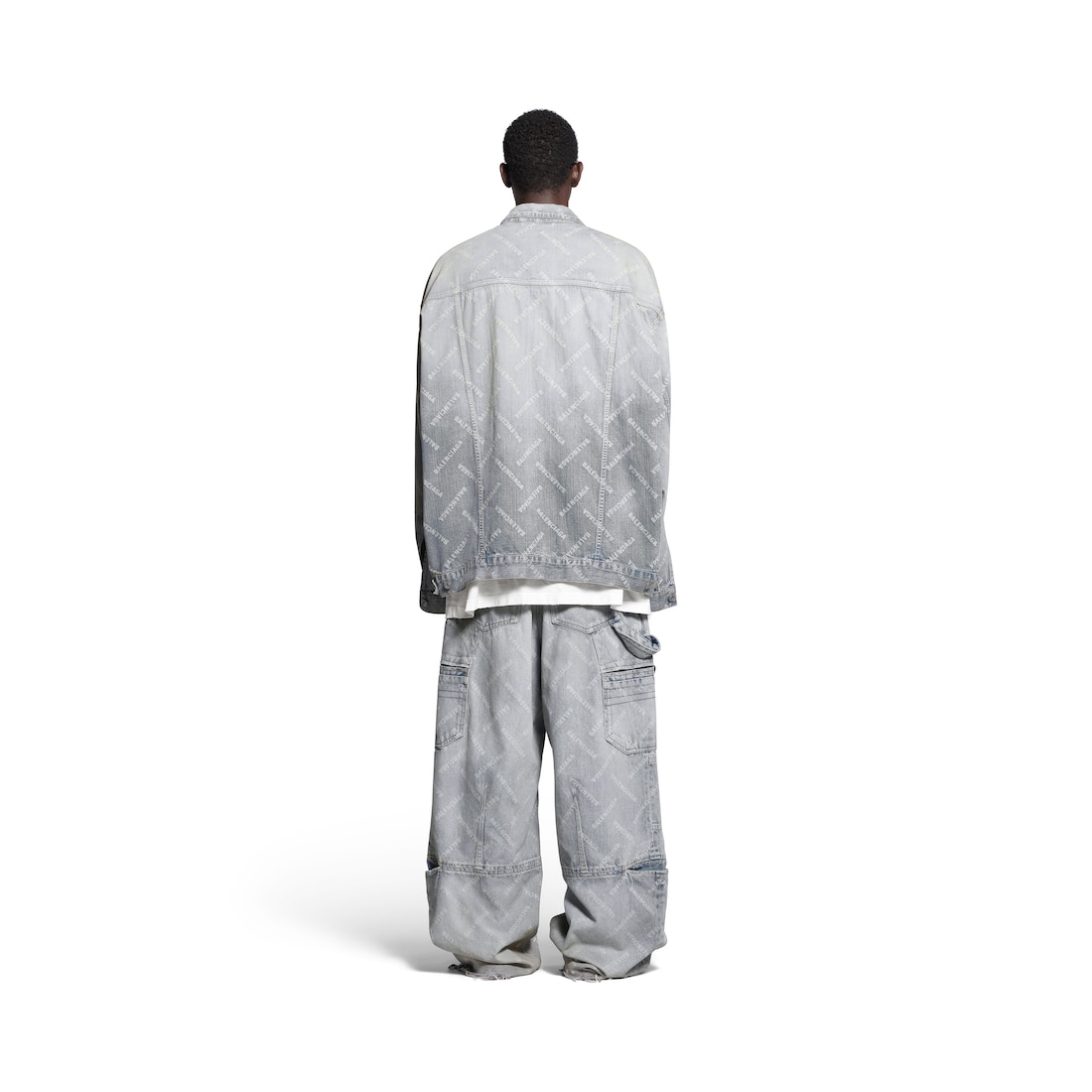 Balenciaga Pantalón Cargo Bal Diagonal Allover En Azul Claro