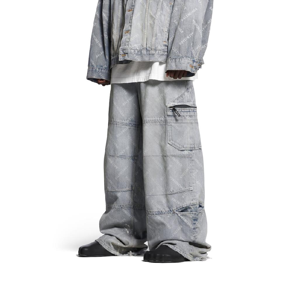 Balenciaga Pantalón Cargo Bal Diagonal Allover En Azul Claro