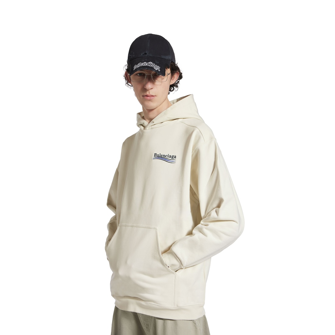 Balenciaga Political Campaign Hoodie De Ajuste Mediano Para Hombre En Blanco