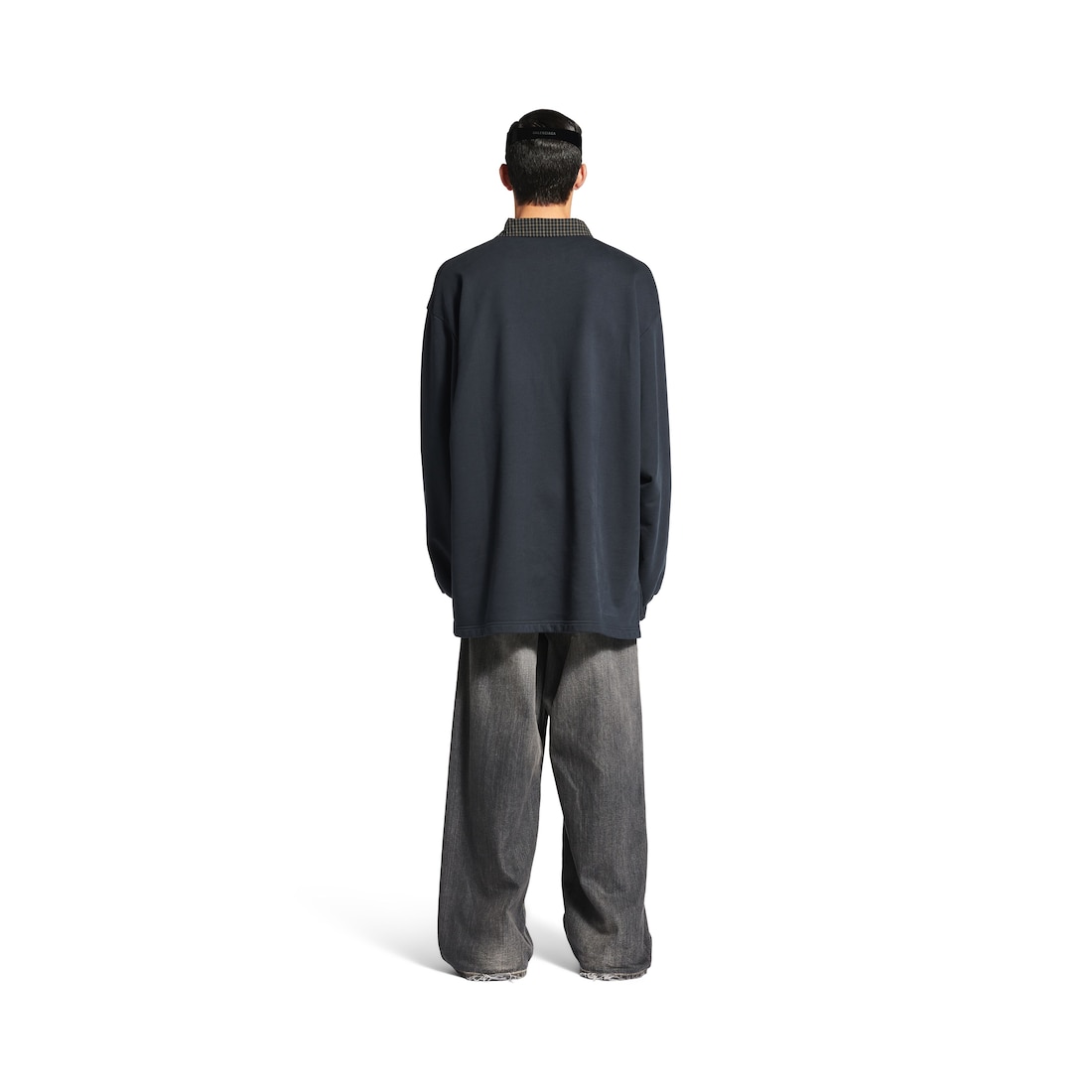 Balenciaga Polo De Manga Larga Con Cuello De Camisa Unity Sport Para Hombre En Negro Descolorido