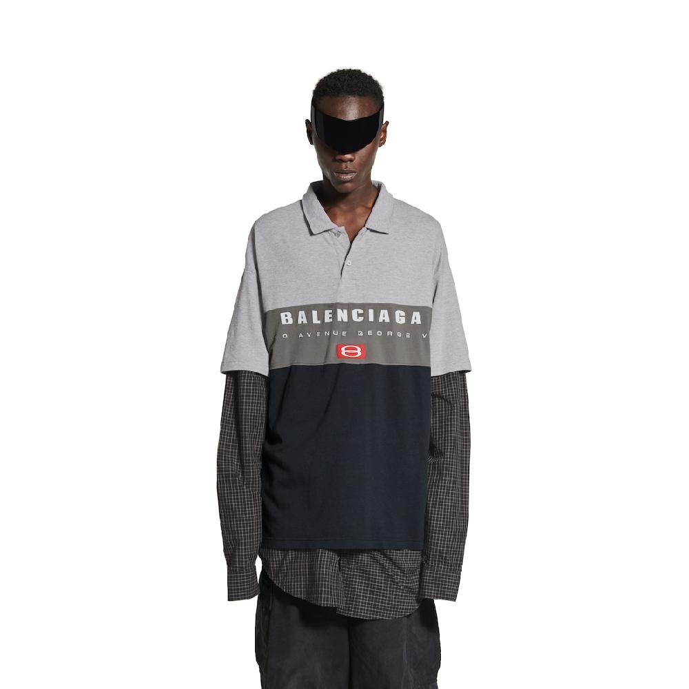 Balenciaga Polo Hybrid Para Hombre En Gris Jaspeado