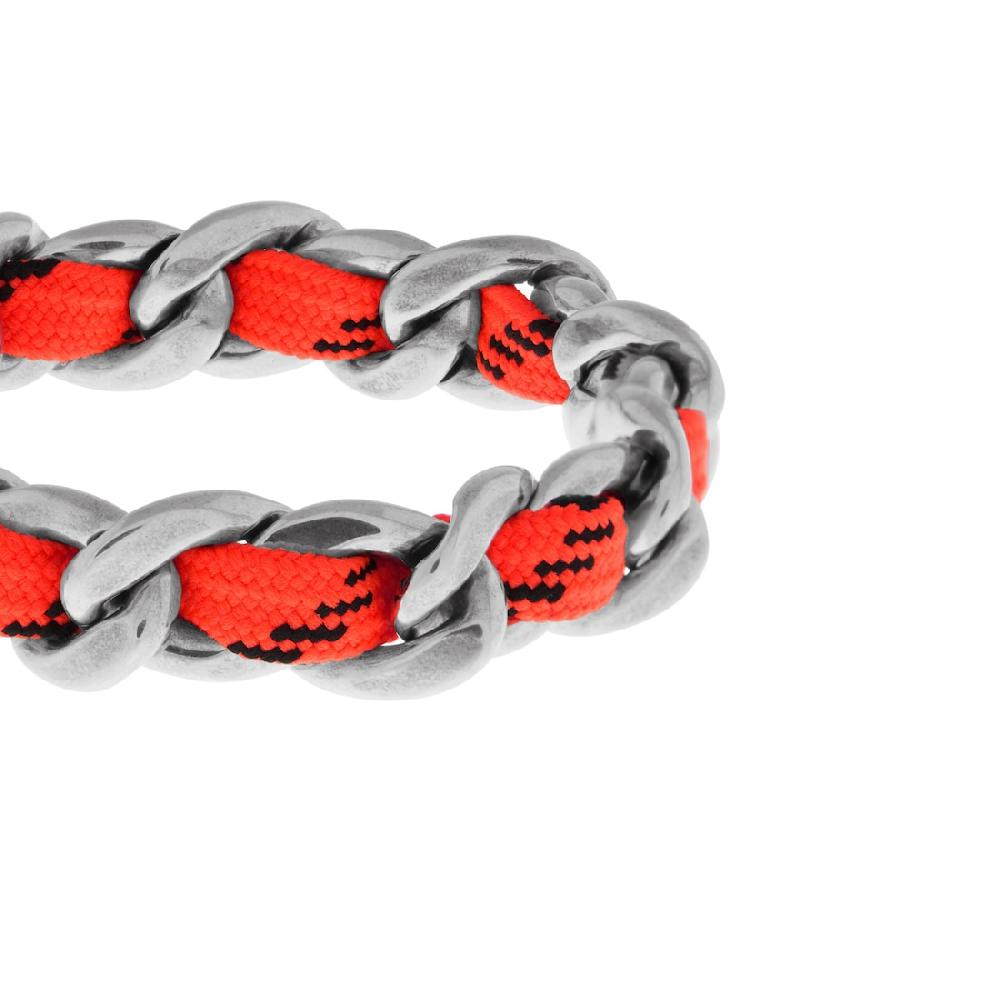 Balenciaga Pulsera Malibu Gourmette En Plata Antigua/naranja Neón