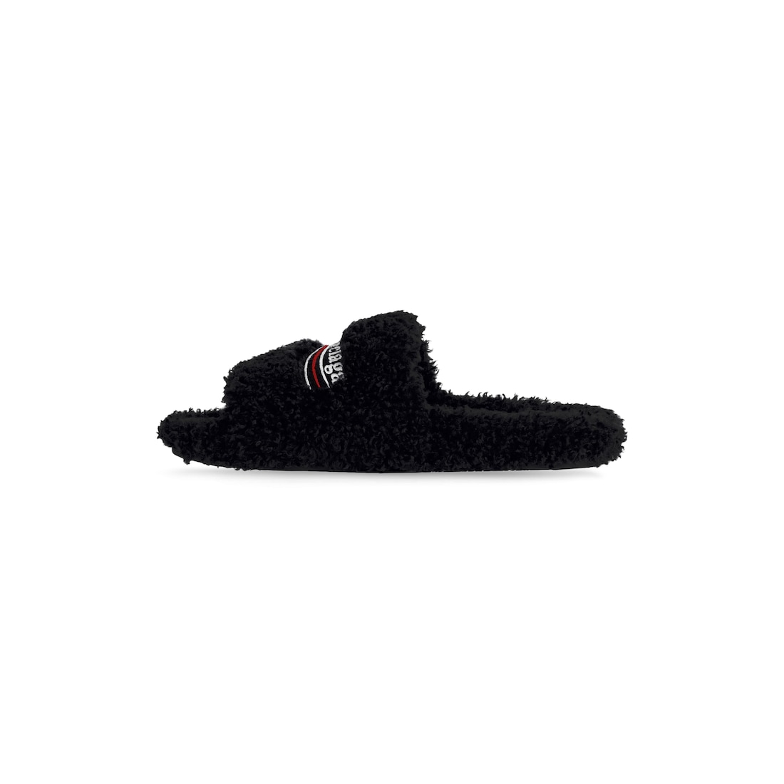 Balenciaga Sandalia Furry Slide Para Mujer En Negro