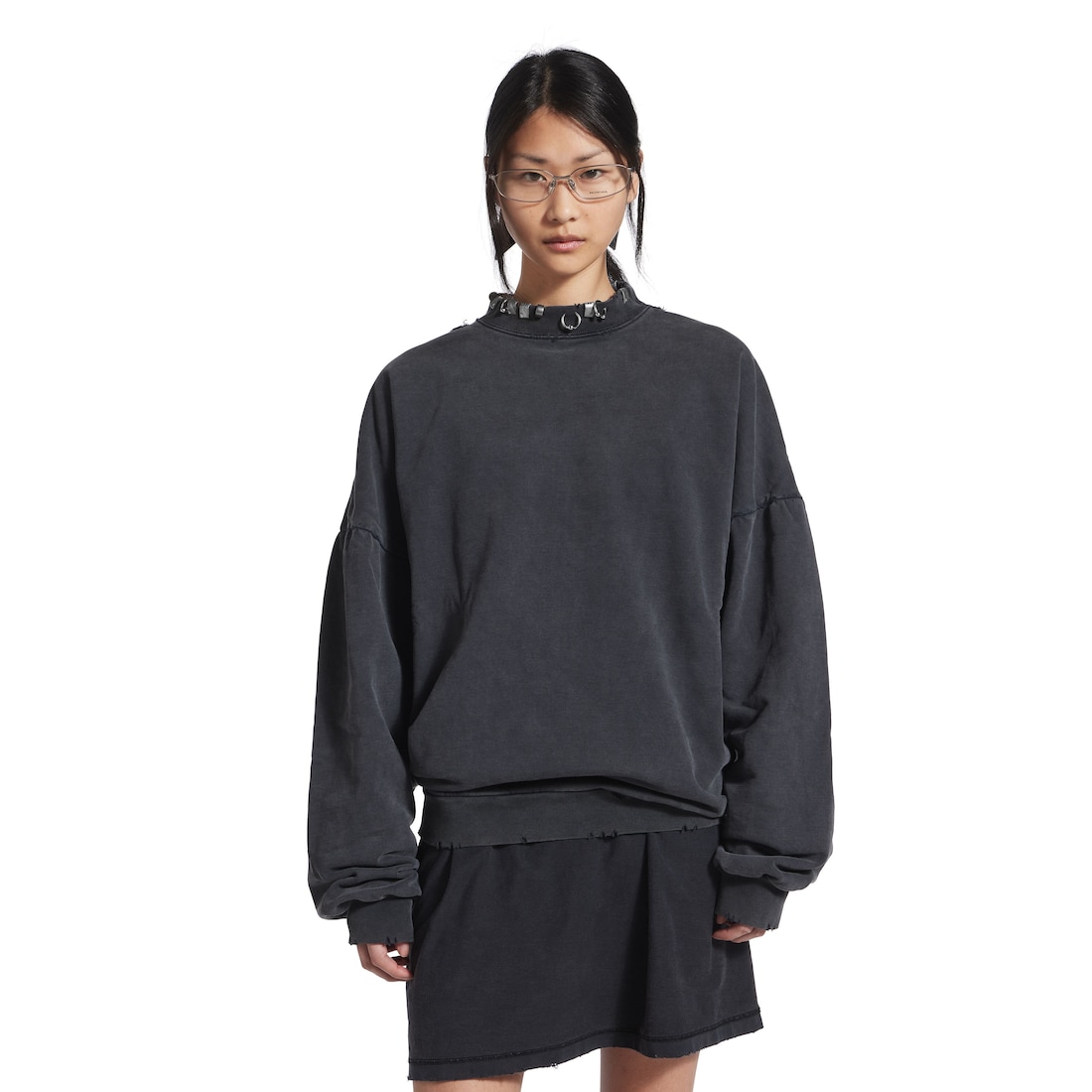 Balenciaga Sudadera Round Pierced Oversize En Negro Degradado