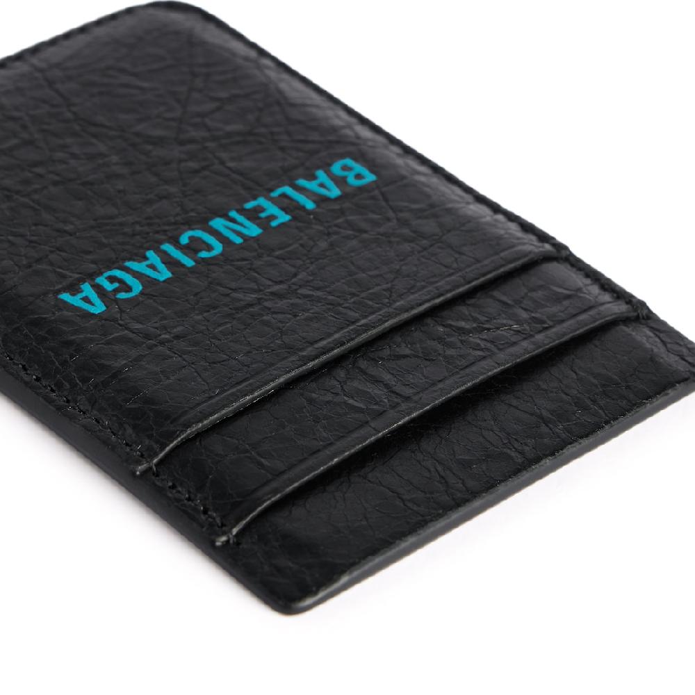 Balenciaga Tarjetero Magnético Cash Para Hombre En Negro/azul Cielo