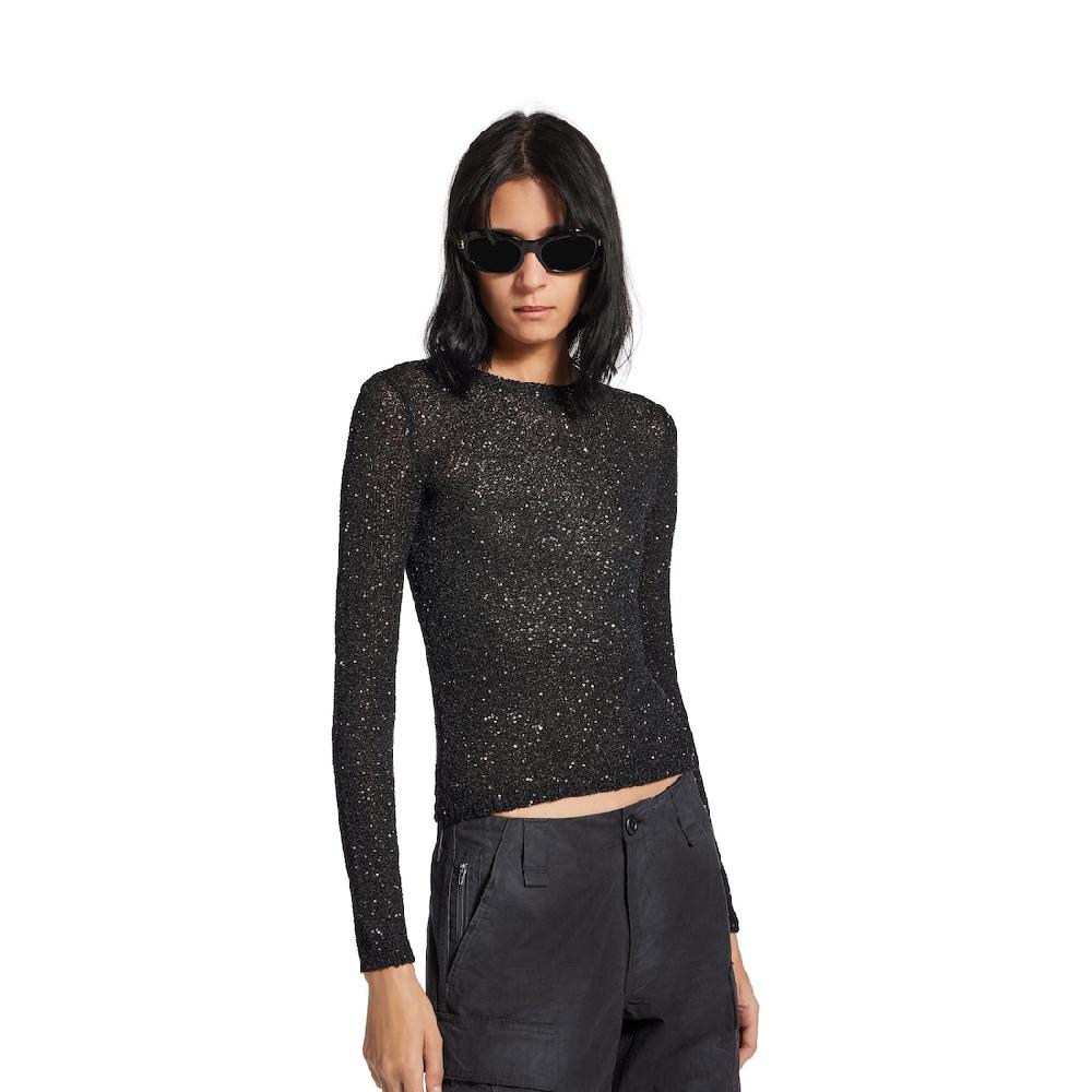 Balenciaga Top Con Cuello Redondo Ajustado Para Mujer En Negro