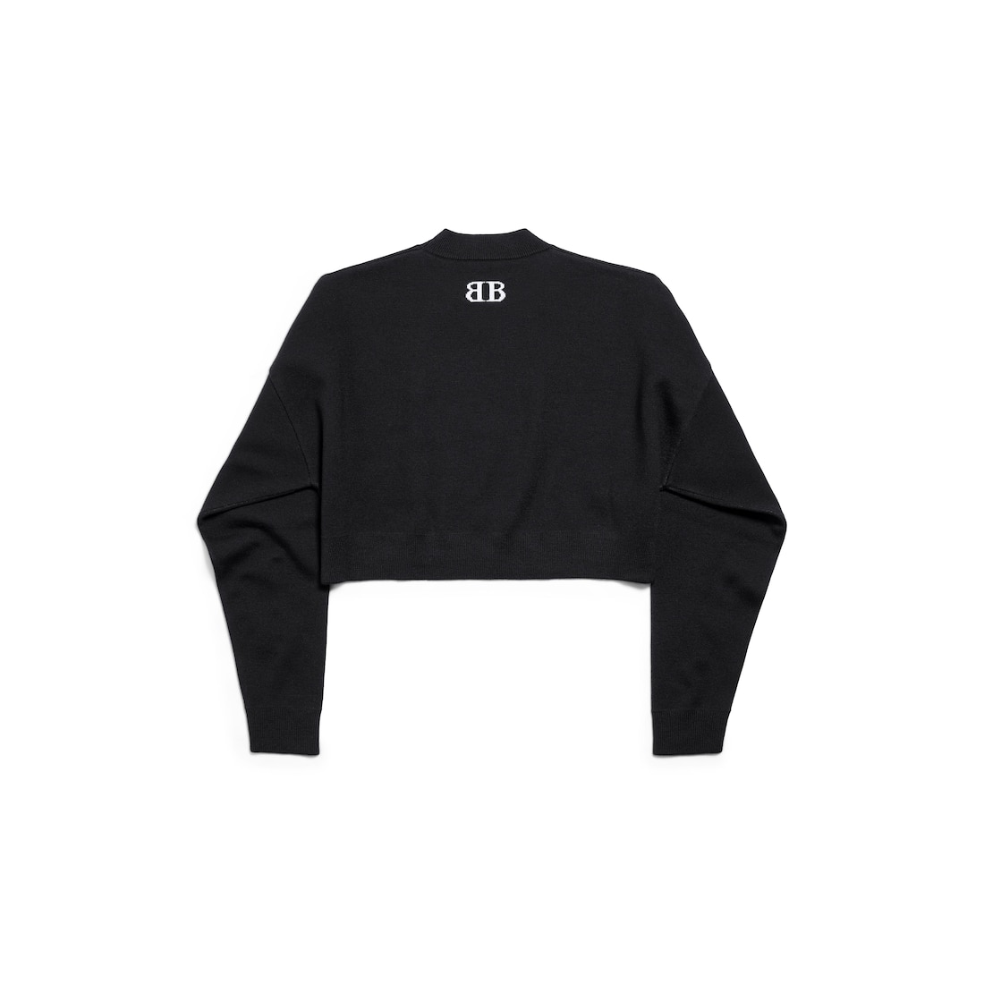 Balenciaga Top Con Cuello Redondo Cropped Para Mujer En Negro/blanco