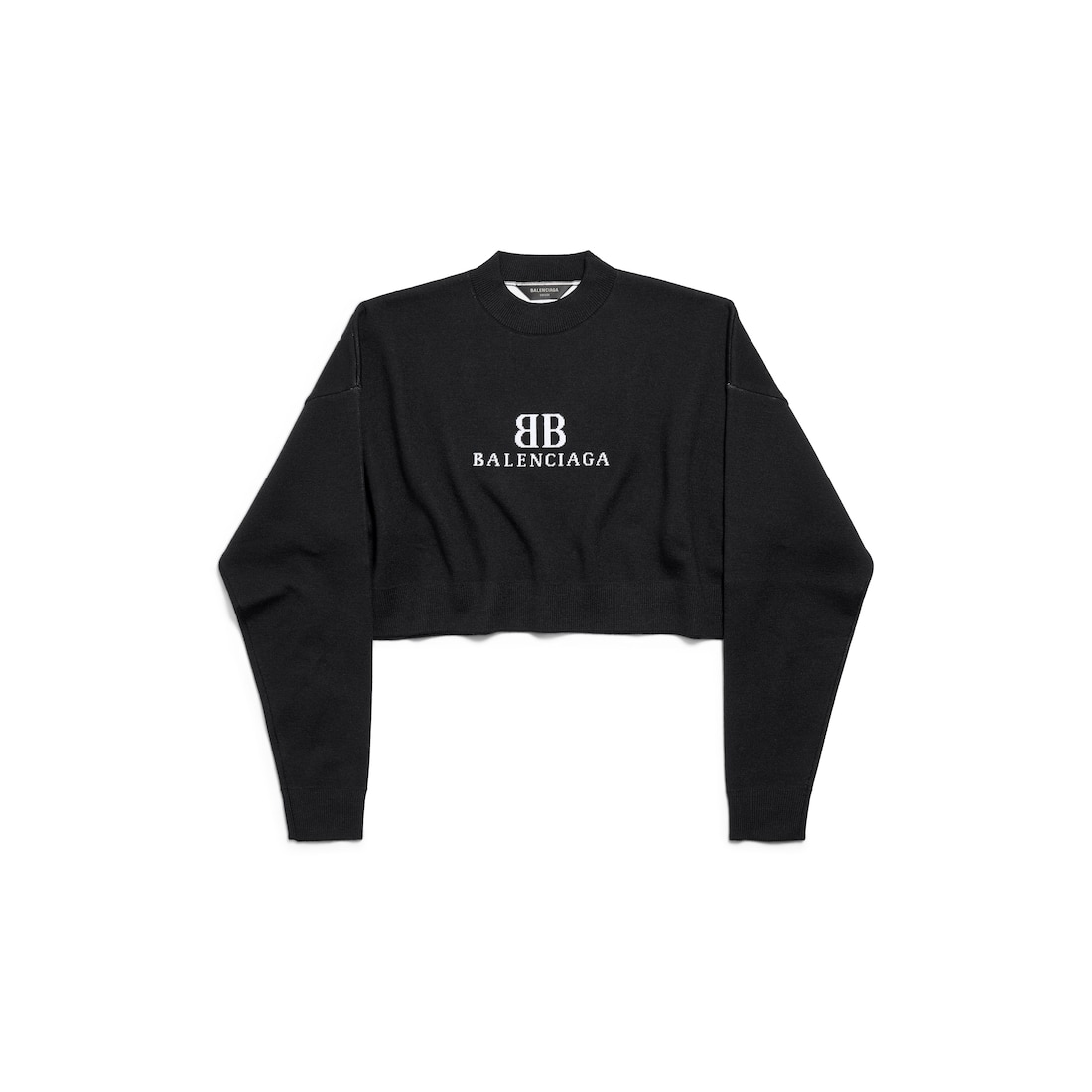 Balenciaga Top Con Cuello Redondo Cropped para Mujer en Negro/blanco