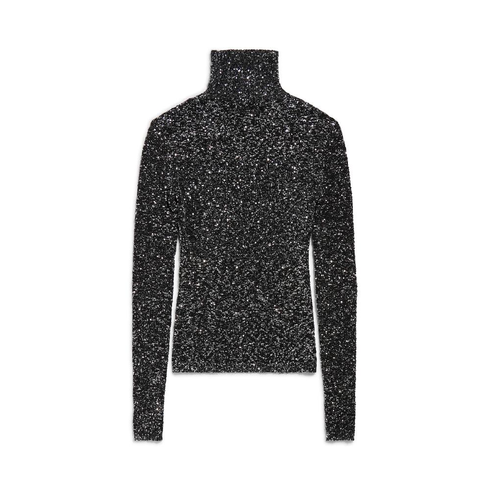 Balenciaga Top Con Lentejuelas Para Mujer En Negro/plateado