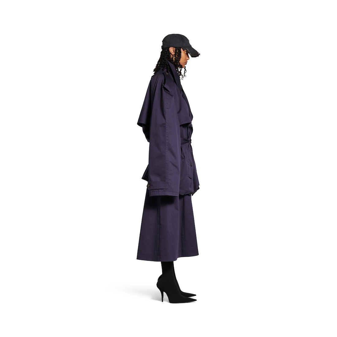 Balenciaga Trench Cropped Para Mujer En Azul Marino Oscuro