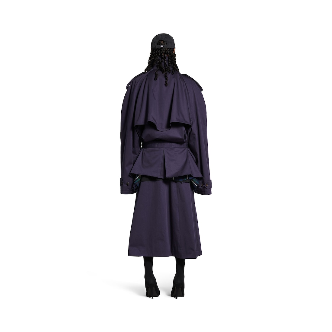 Balenciaga Trench Cropped Para Mujer En Azul Marino Oscuro
