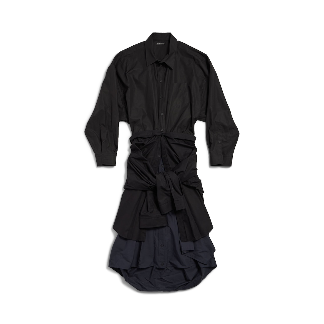 Balenciaga Vestido Camisa Maxi Patched Para Mujer En Negro