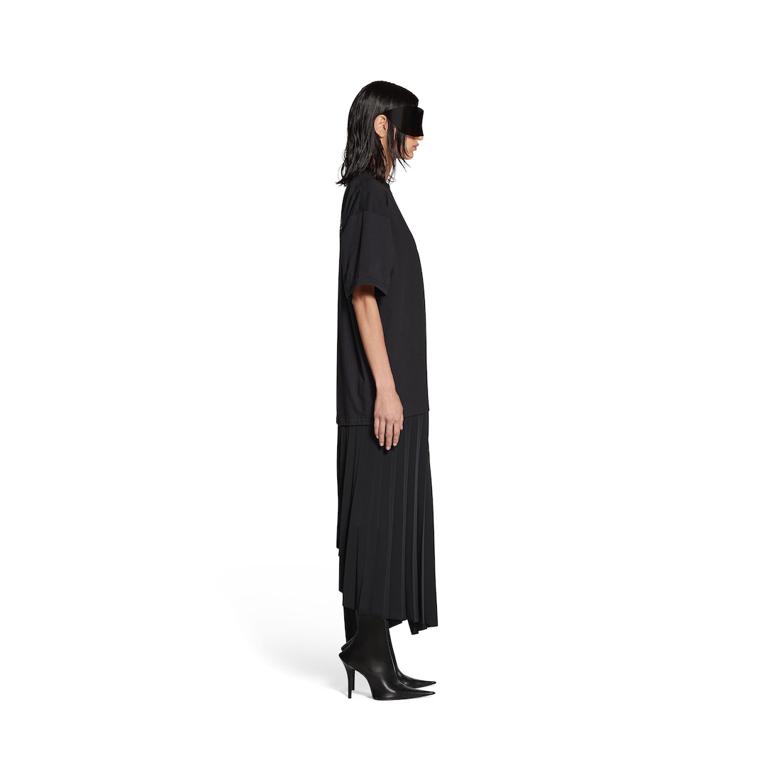 Balenciaga Vestido Camisero Plisado Political Campaign Para Mujer En Negro