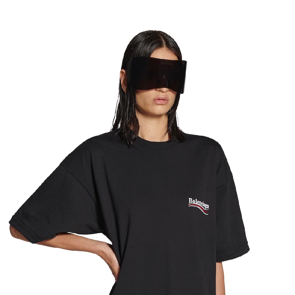 Balenciaga Vestido Camisero Plisado Political Campaign Para Mujer En Negro