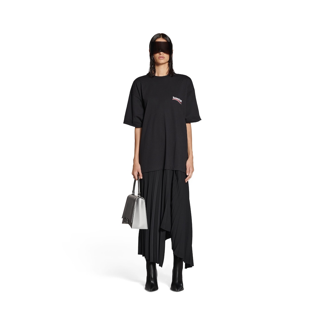 Balenciaga Vestido Camisero Plisado Political Campaign para Mujer en Negro