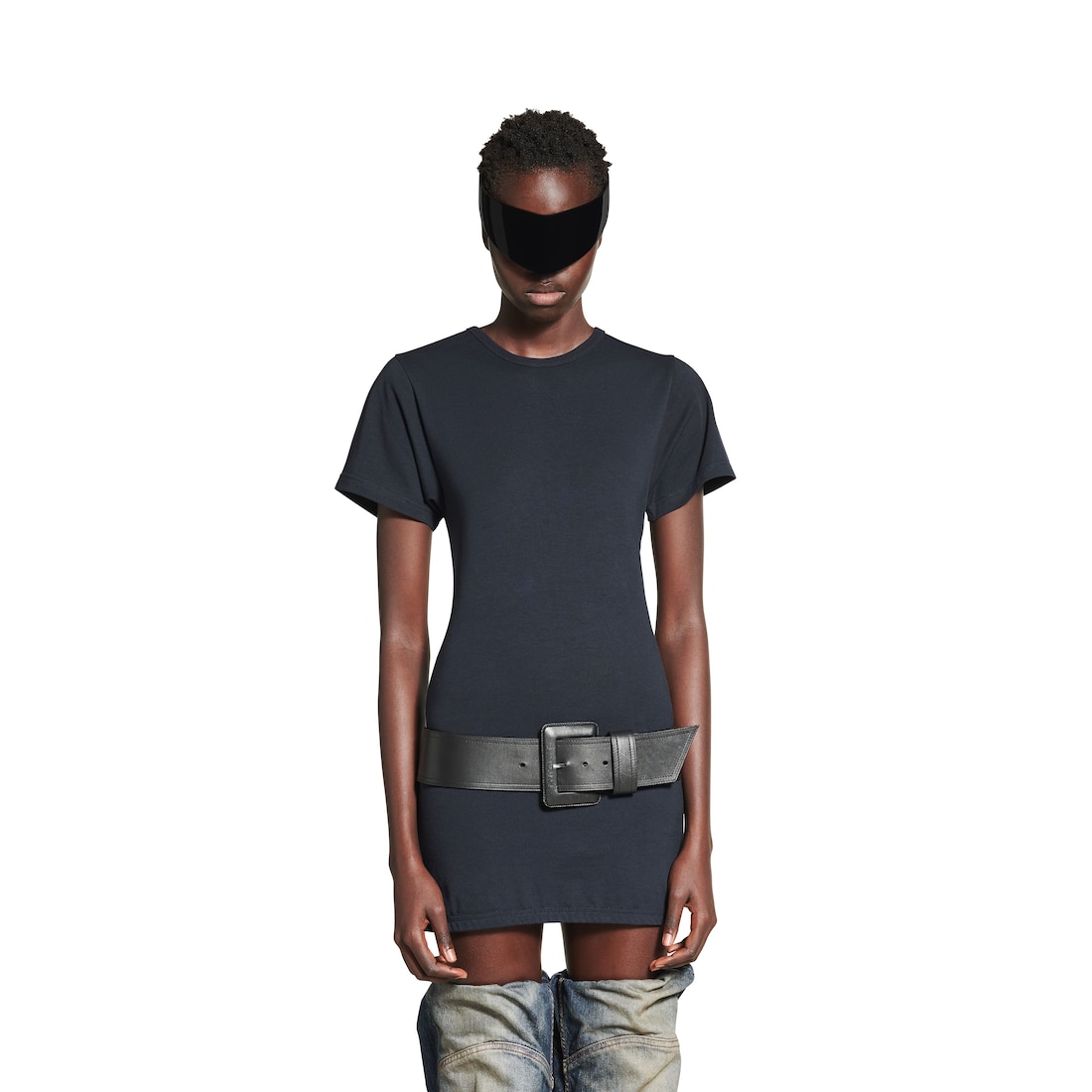 Balenciaga Vestido Camiseta Ajustado Para Mujer En Negro Descolorido