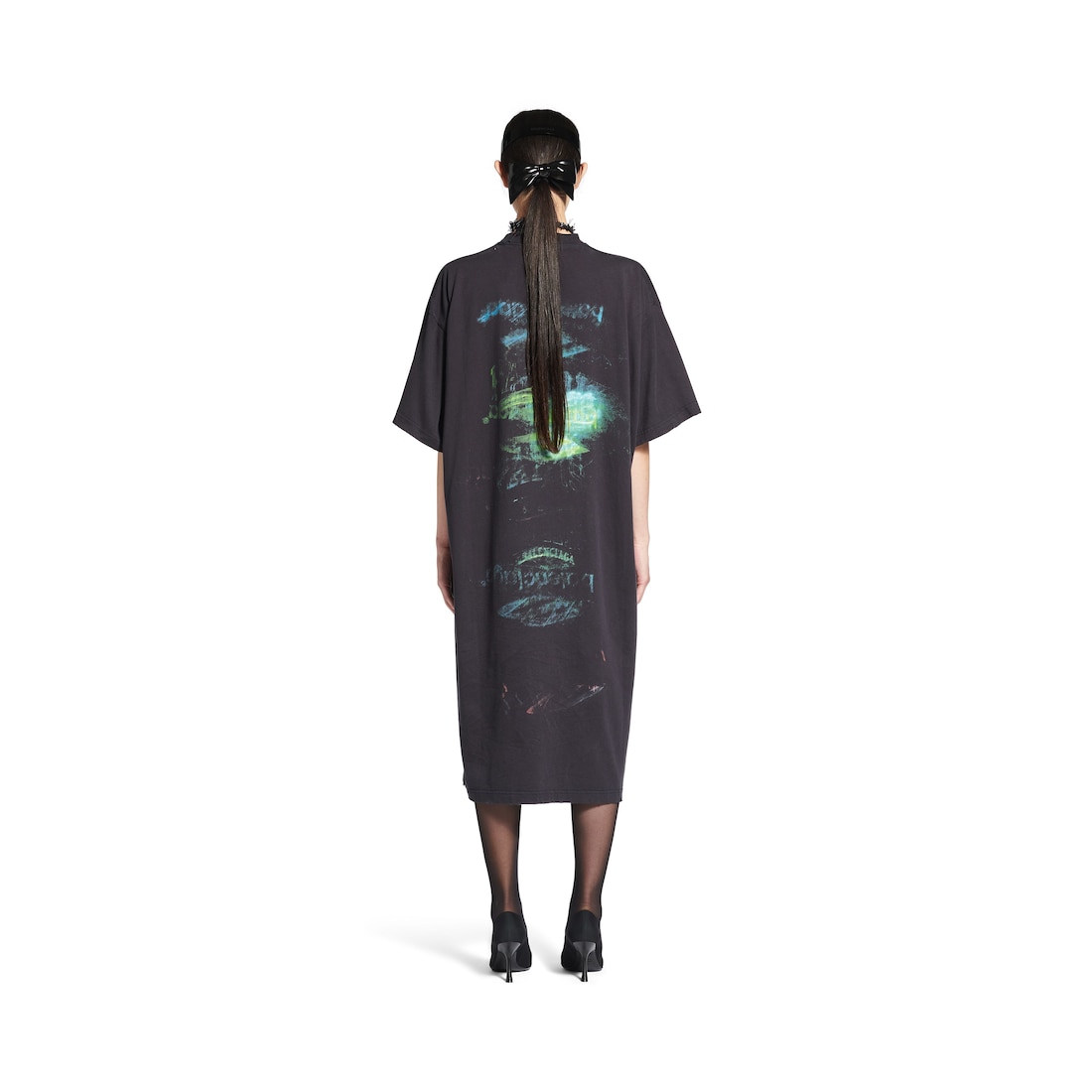 Balenciaga Vestido Camiseta Diy Imprint Para Mujer En Negro Degradado