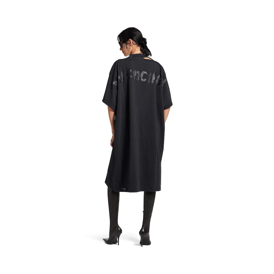 Balenciaga Vestido Camiseta Painted Para Mujer En Negro Degradado