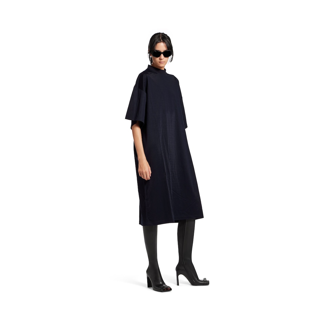 Balenciaga Vestido Camiseta para Mujer en Azul Marino Oscuro