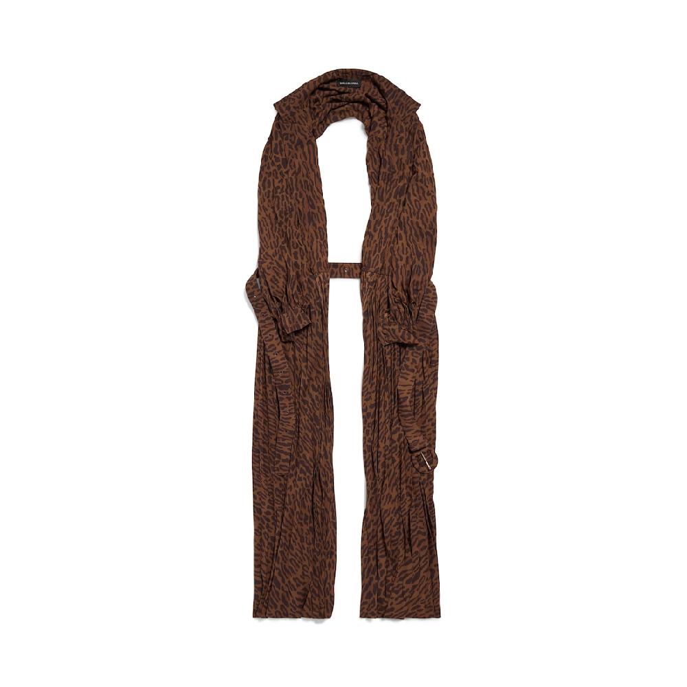 Balenciaga Vestido Estola Plisado para Mujer en Marrón