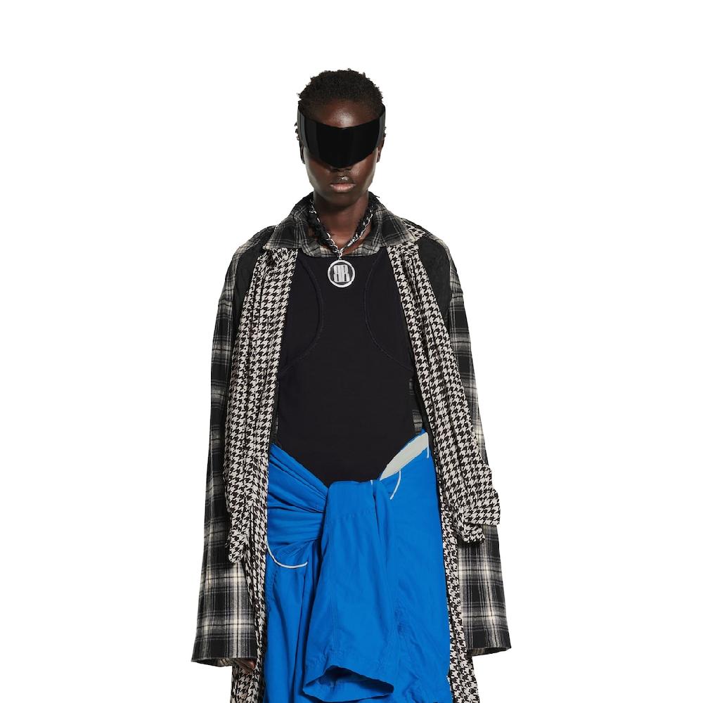 Balenciaga Vestido Estola Plisado Para Mujer En Negro/blanco Roto