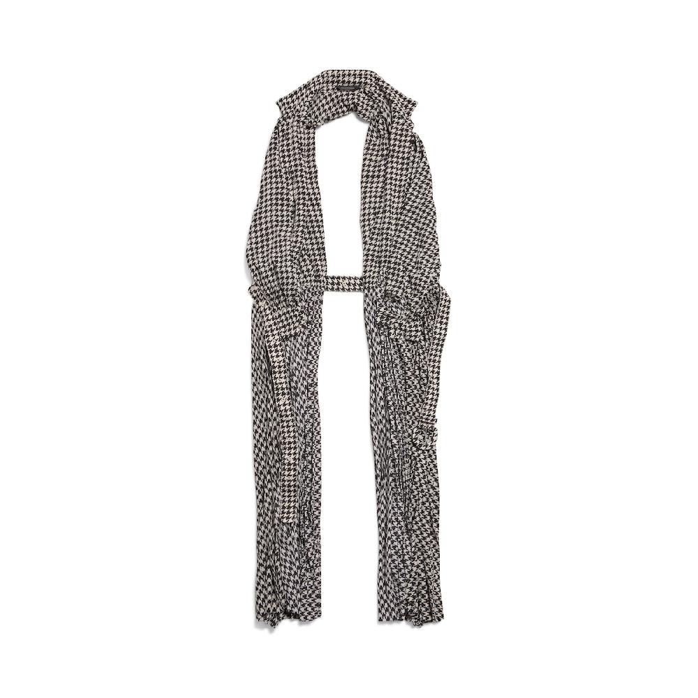 Balenciaga Vestido Estola Plisado Para Mujer En Negro/blanco Roto