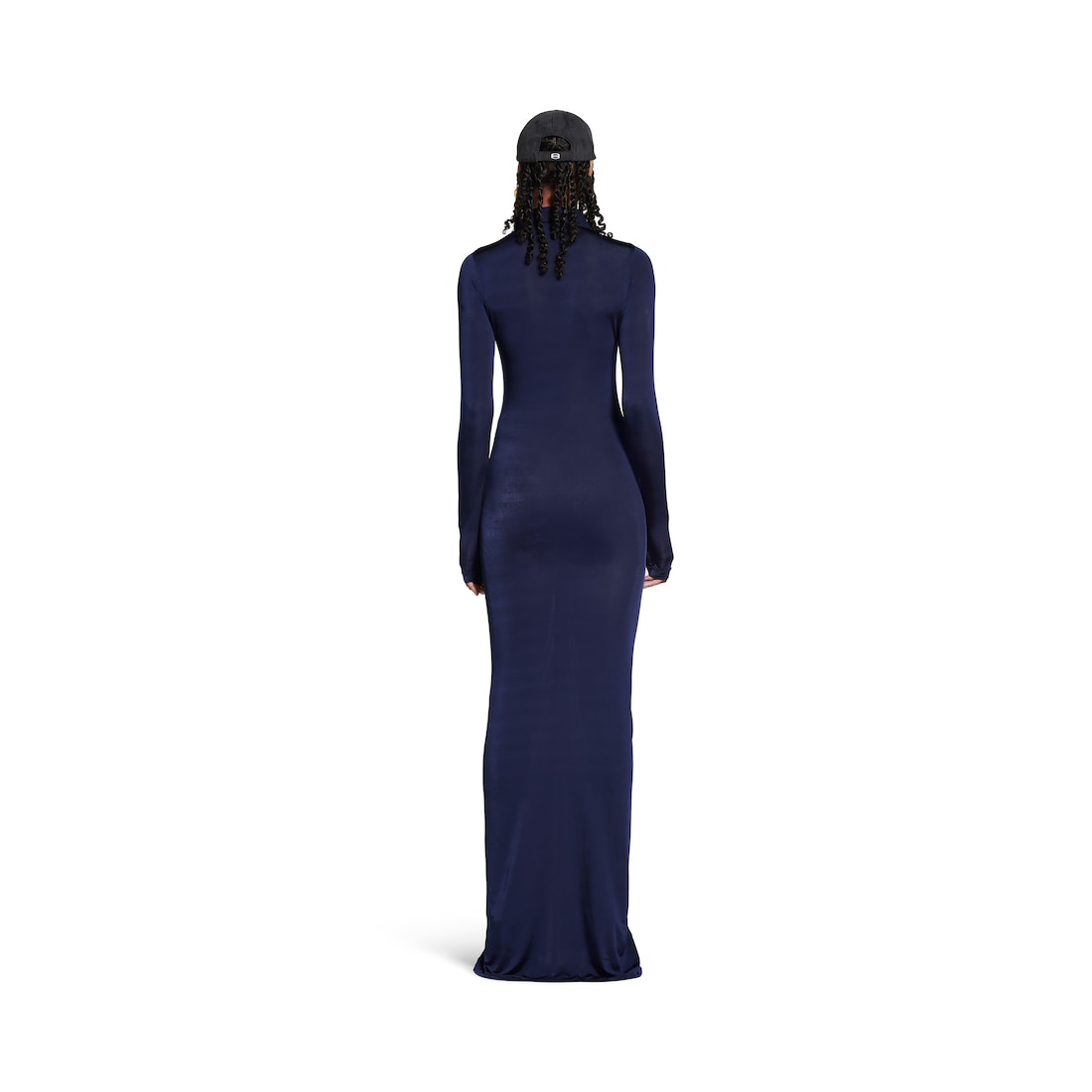 Balenciaga Vestido Maxi Elástico Para Mujer En Azul Marino Oscuro