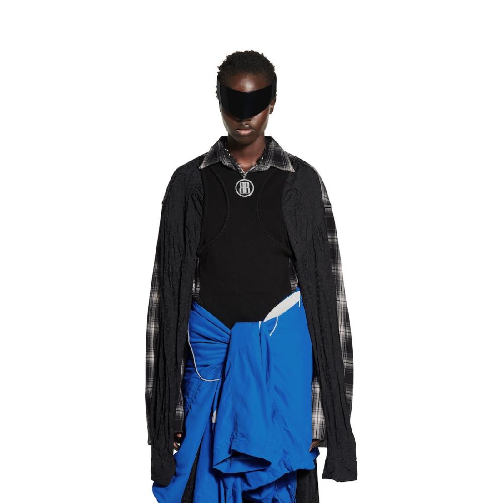 Balenciaga Vestido Patched Layered Para Mujer En Negro/gris/azul