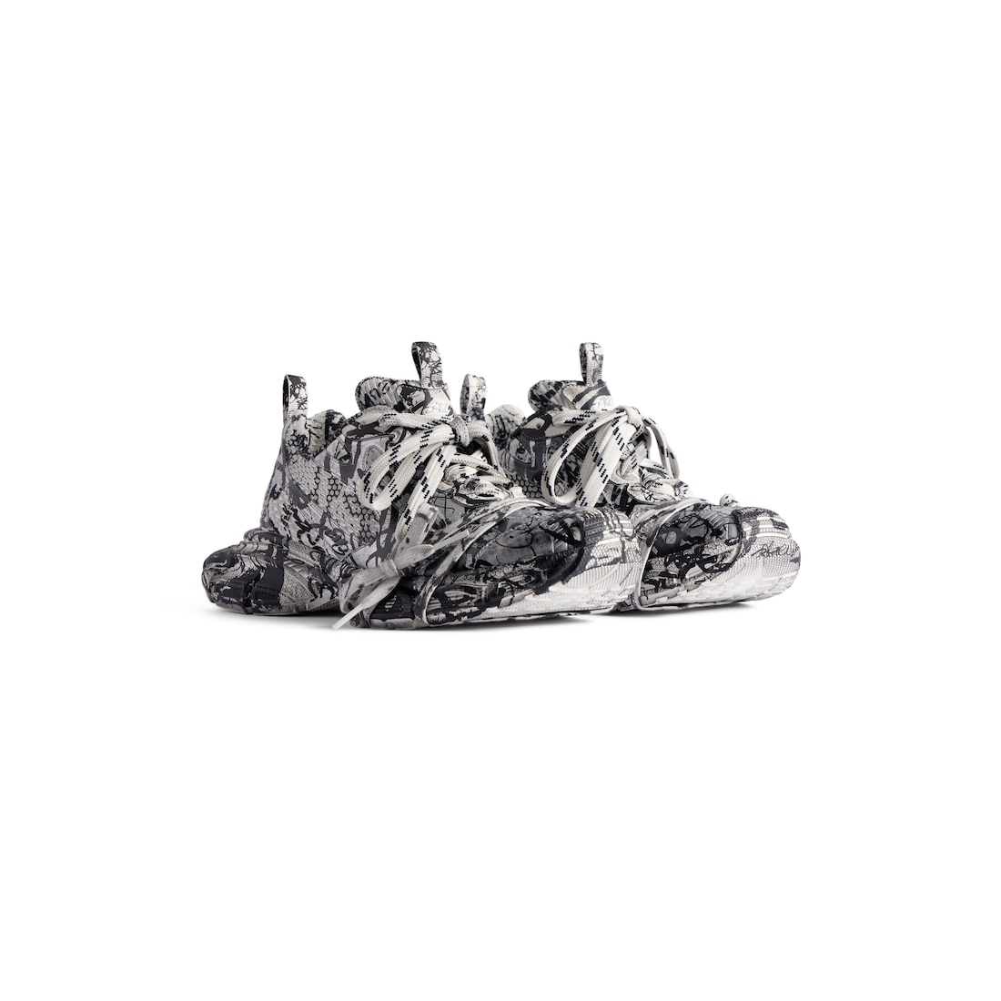 Balenciaga Zapatillas 3xl Extreme Graffiti Para Mujer En Blanco/negro