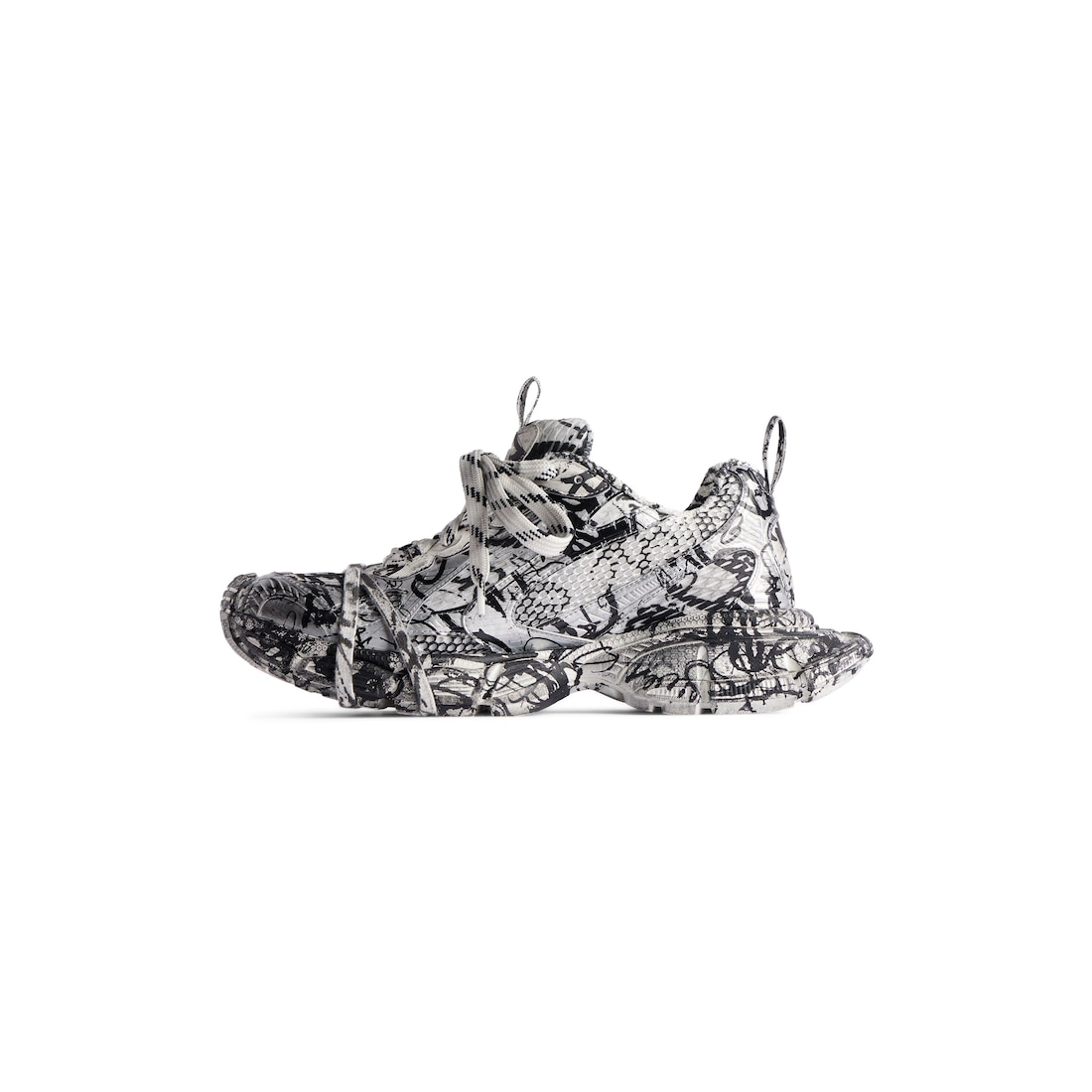 Balenciaga Zapatillas 3xl Extreme Graffiti Para Mujer En Blanco/negro