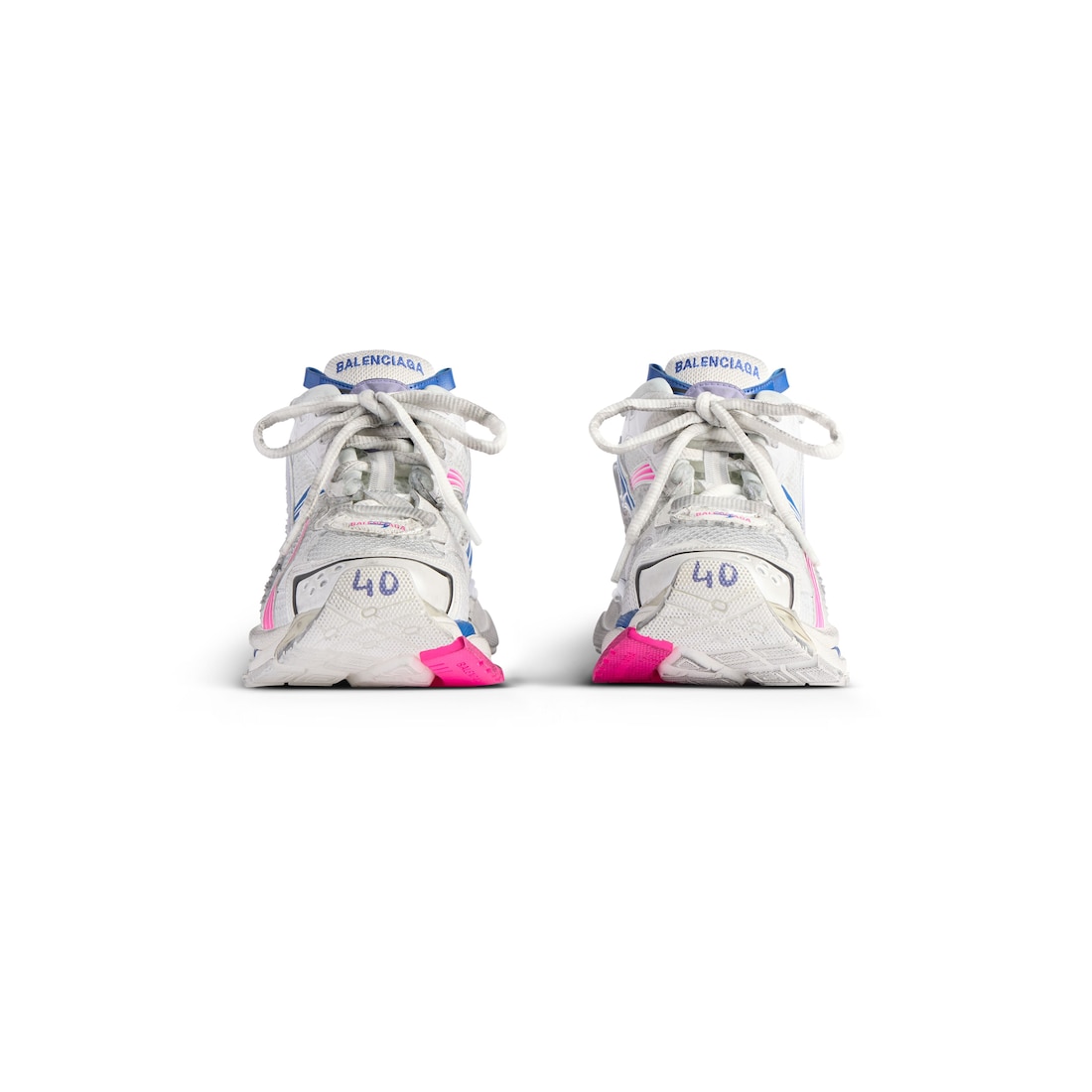 Balenciaga Zapatillas Runner Para Mujer En Blanco/lila/rosa Neón/azul Marino