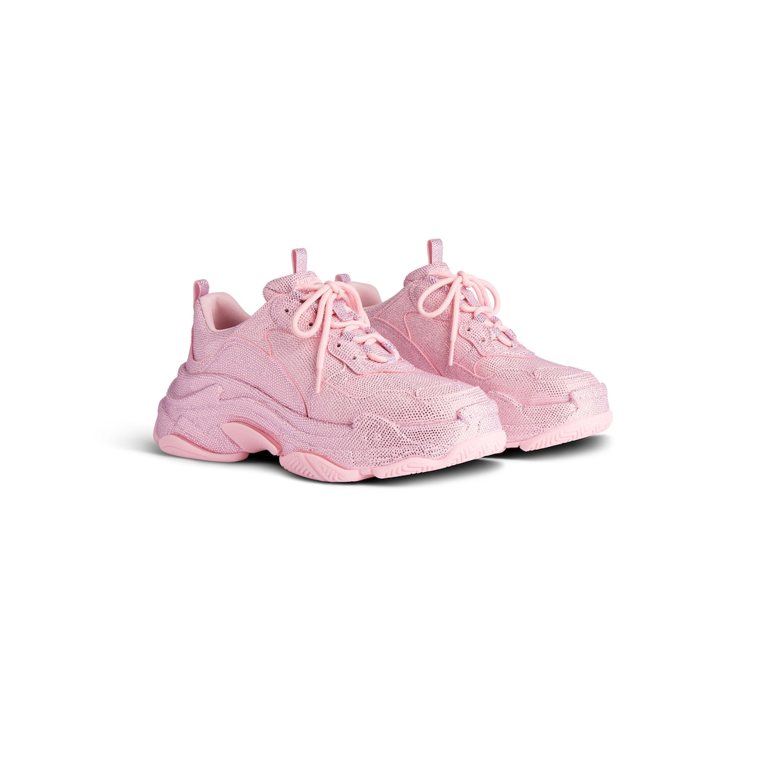 Balenciaga Zapatillas Triple S Con Estrás Para Mujer En Rosa Claro