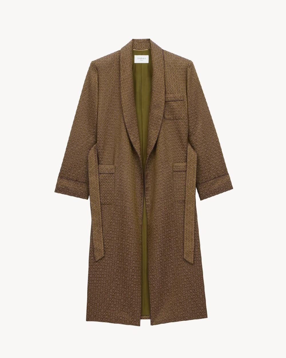 Saint Laurent Abrigo Con Cinturón De Jacquard Con Motivo De Medallones