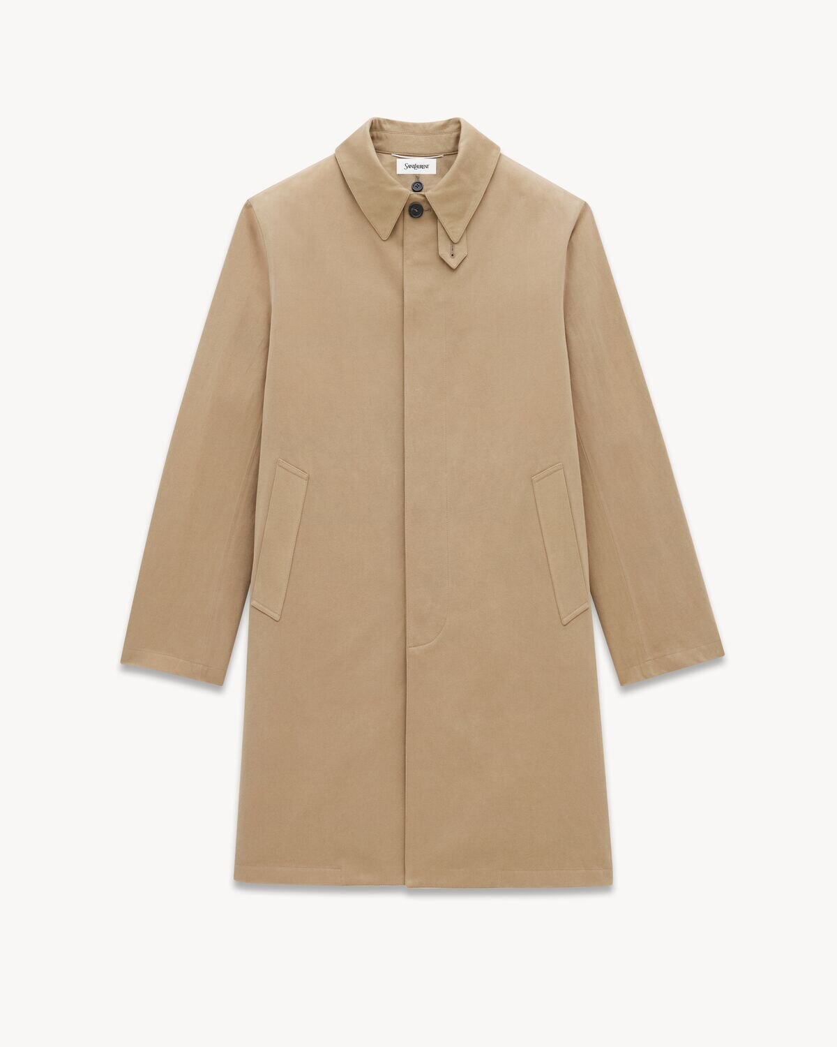 Saint Laurent Abrigo Mackintosh De Gabardina De Algodón