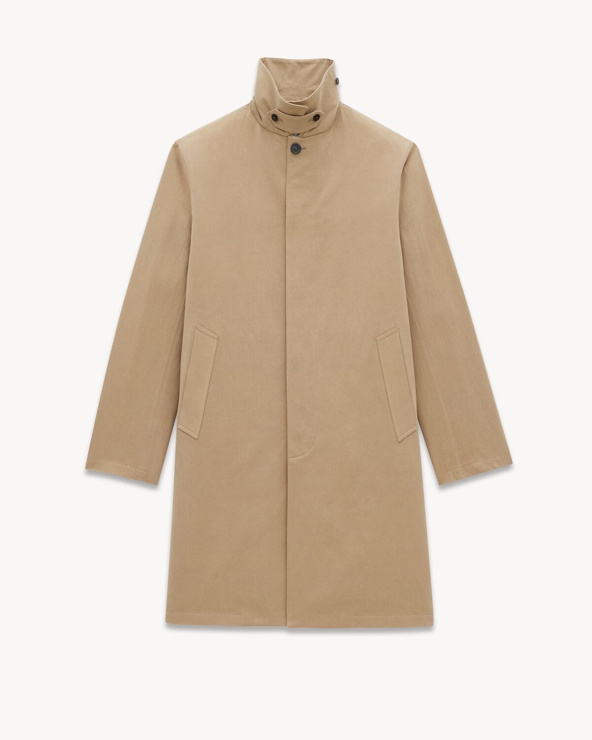 Saint Laurent Abrigo Mackintosh De Gabardina De Algodón