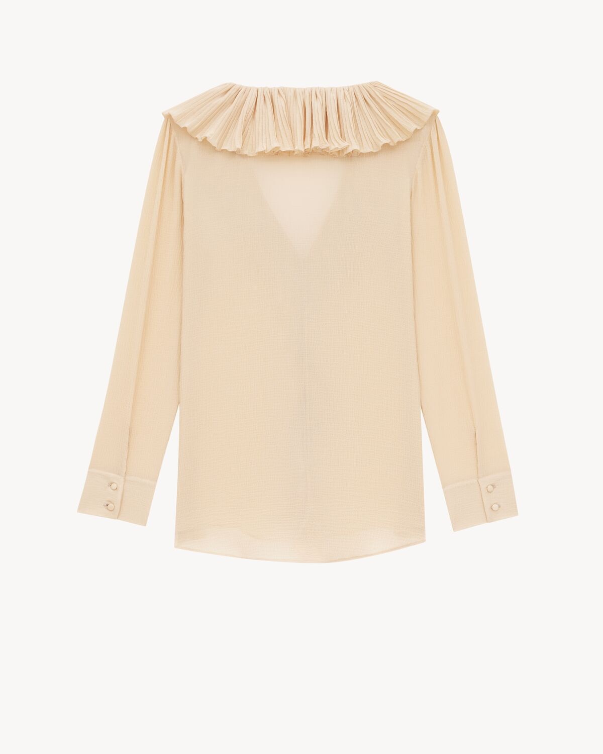 Saint Laurent Blusa Con Volantes De Muselina De Crepé De Seda