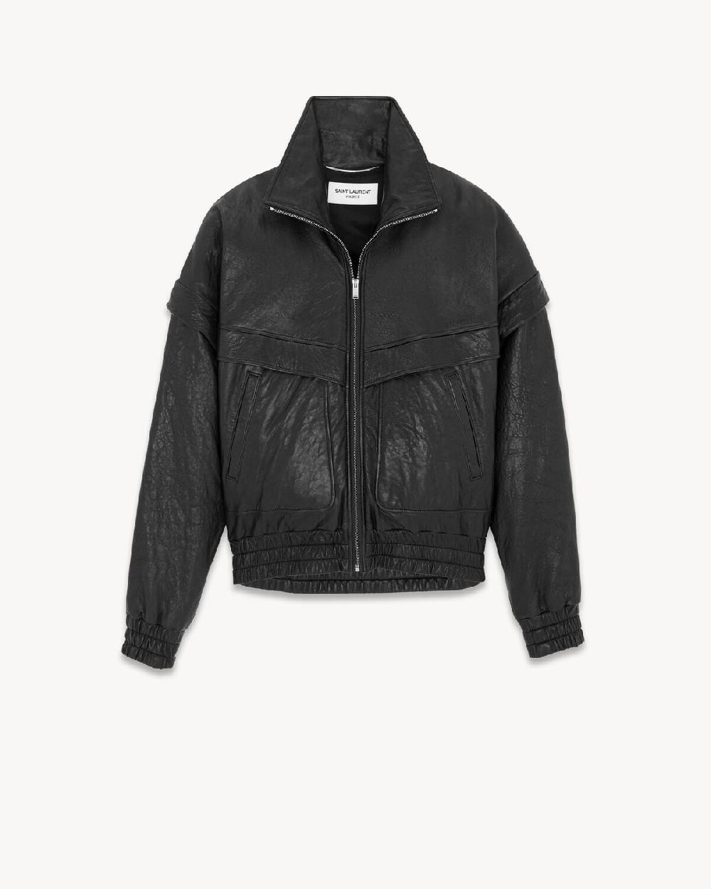 Saint Laurent bomber saint laurent de piel de cordero granulada