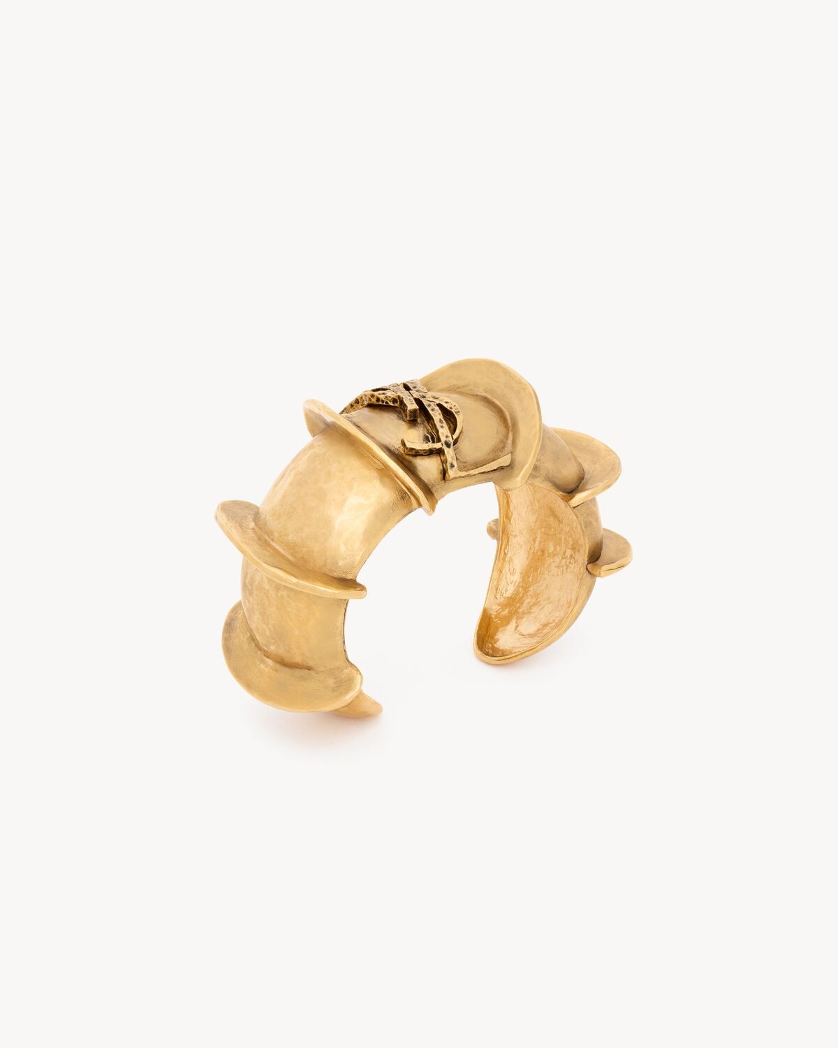 Saint Laurent brazalete cassandre tipo oruga de metal