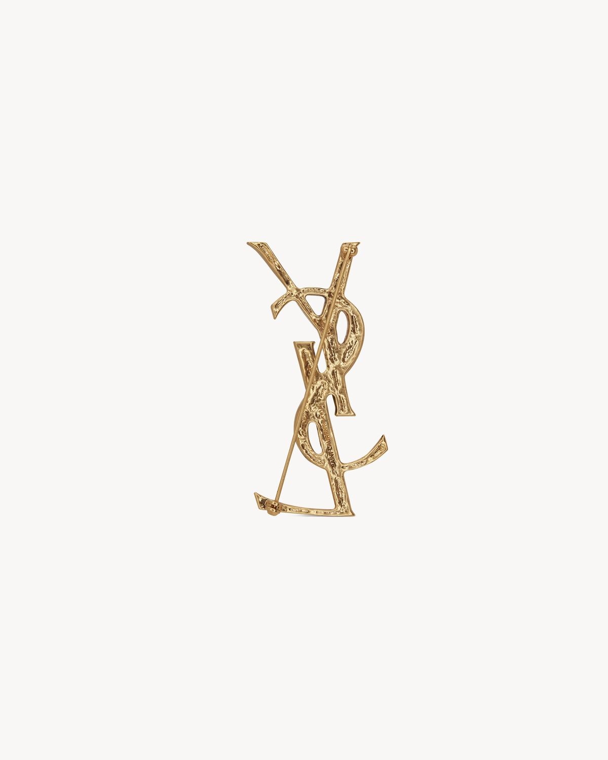 Saint Laurent Broche Cassandre De Metal Efecto Cocodrilo