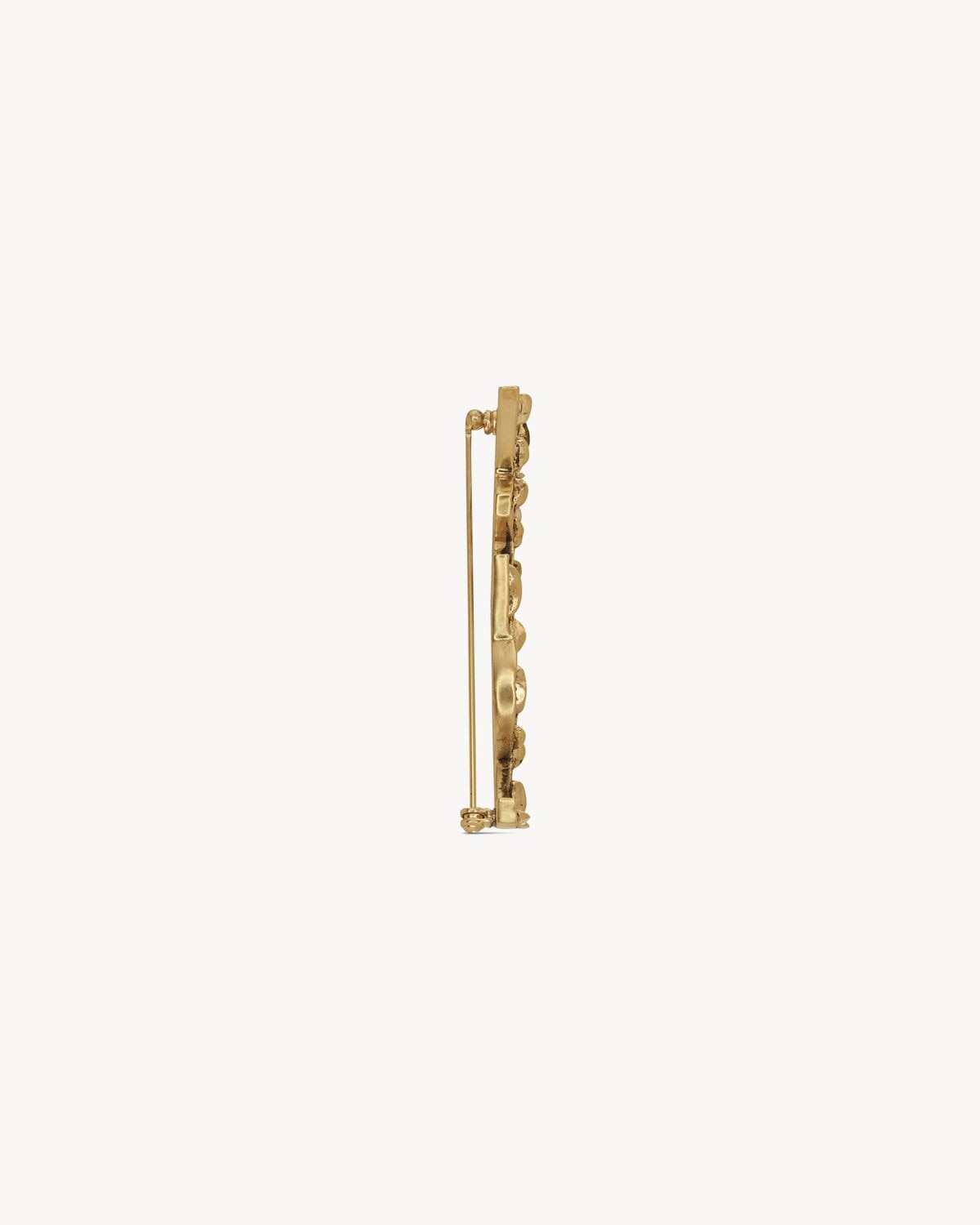 Saint Laurent Broche Cassandre De Metal Efecto Cocodrilo